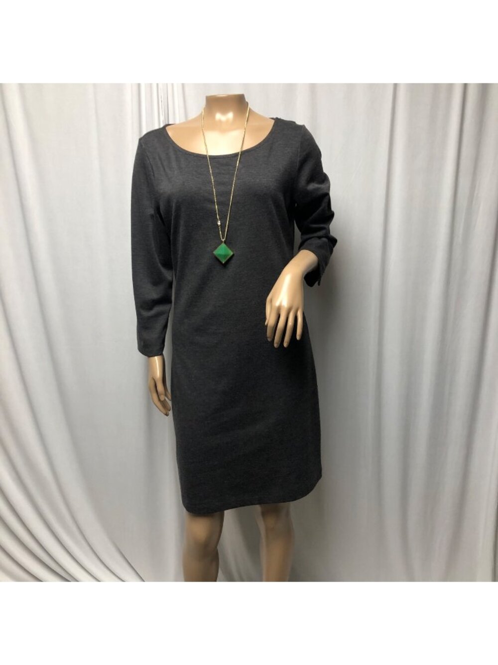 Old Navy Dress Womens Size Medium Charcoal Gray Long Sleeve Knit Sheath Office